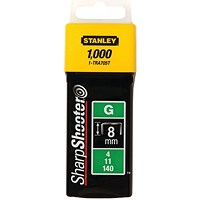 Stanley SharpShooter Heavy Duty Staples, 8mm 5/16in Type G, Pack of 1000