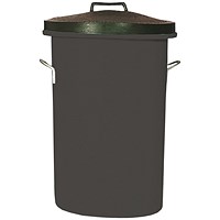 Heavy Duty Cylindrical Storage Bin with Lid, 100 Litres, Black Heavy Duty Cylindrical Storage Bin with Lid, 100 Litres, Black
