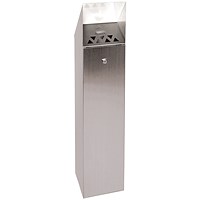Hooded Top Cigarette Ash Tower Bin, 6.6 Litre, Silver Hooded Top Cigarette Ash Tower Bin, 6.6 Litre, Silver