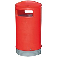 Outdoor Hooded Top Bin, 75 Litre, Red