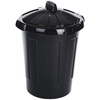 Plastic Dustbin, Black, 80 Litre