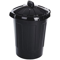 Plastic Dustbin, 80 Litre, Black Plastic Dustbin, 80 Litre, Black