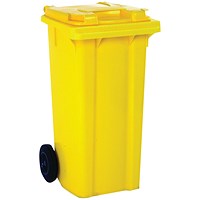 Wheelie Bin, 120 Litre, Yellow