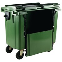 Dumpster with Drop Down Front, 1100 Litre, Green