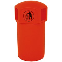 VFM Spacebin Hooded Plastic/Galvinised Liner Tidyman 145L Red