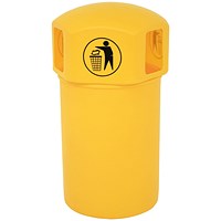 VFM Spacebin Hooded Plastic/Galvinised Liner Tidyman 145L Ylw