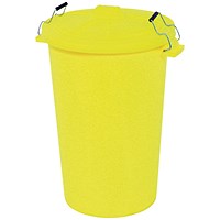 Plastic Dustbin with Locking Clip Lid, 90 Litre, Yellow Plastic Dustbin with Locking Clip Lid, 90 Litre, Yellow