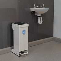 Fire Retardant Steel Sackholder Pedal Bin, 28 Litre, White Body with Black Lid Fire Retardant Steel Sackholder Pedal Bin, 28 Litre, White Body with Black Lid