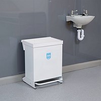 Fire Retardant Steel Sackholder Pedal Bin, 42 Litre, White Body with White Lid Fire Retardant Steel Sackholder Pedal Bin, 42 Litre, White Body with White Lid