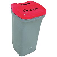 VFM Designer Wheelie Bin Recycling No Lock 90 Litre Red