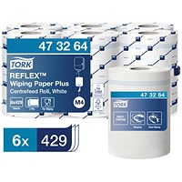 Tork M4 Reflex 2-Ply Wiper Roll, 150m, White, Pack of 6