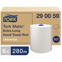 Tork H1 Matic Hand Towel Roll, White, 280m, Pack of 6