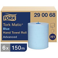 Tork H1 Matic 2-Ply Hand Towel Roll, Blue, 150m, Pack of 6