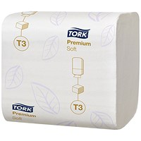 Tork T3 Folded Toilet Tissue, 2-Ply, 252 Sheets, Pack of 30