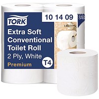 Tork Extra Soft Premium Conventional Toilet Roll, 2-Ply, 200 Sheets Per Roll, 9x4 Pack of 36