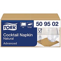 Tork Cocktail Napkins 2-Ply 4 Fold Natural (Pack of 200)