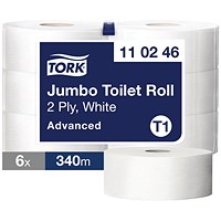Tork T1 Jumbo Toilet Roll, 2-Ply, 1700 Sheets, Pack of 6