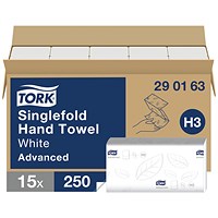 Tork H3 2-Ply C-Fold Hand Towel, White, Pack of 3750