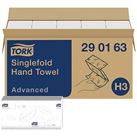 Tork Singlefold Hand Towel H3 White 250 Sheets (Pack of 15) 290163