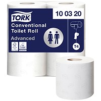 Tork Conventional Toilet Roll, 2-Ply, 320 Sheets Per Roll, Pack of 36