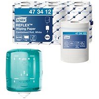 Tork M4 Reflex 1-Ply Centrefeed Wiping Paper, 114m, White, Pack of 6 - Get Free Tork M4 Reflex Centrefeed Dispenser