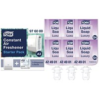 Tork S4 Luxury Soft Liquid Soap, 1 Litre, Pack of 6 - Get Free Air Freshener Starter Pack