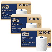 Tork H1 Matic 2-Ply Soft Hand Towel Roll, 150m, White, Pack of 6 - 3 Pack Saver Bundle
