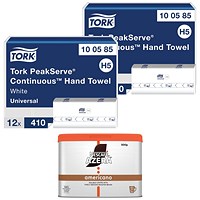 Tork H5 PeakServe 1-Ply Continuous Hand Towels, White, Pack of 4920 - Buy 2 Get Free Nescafe Azera 500g