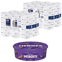 Tork OptiServe Coreless Extra Soft Toilet Paper Rolls, 3-Ply, White, Pack of 18 - Buy 2 Get Free Cadbury Heroes
