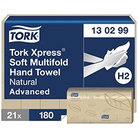 Tork Xpress Soft 2-Ply Multifold Hand Towel Advanced, Natural, Pack of 3780