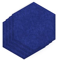 Sch! Acoustic Wall Tile - Set of 4 - Bevelled Edge - Hexagon - Cobalt Blue