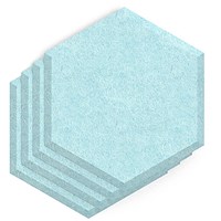 Sch! Acoustic Wall Tile - Set of 4 - Bevelled Edge - Hexagon - Sky Light Blue