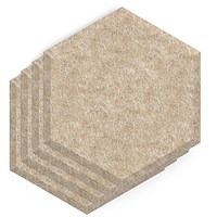 Sch! Acoustic Wall Tile - Set of 4 - Bevelled Edge - Hexagon - Oatmeal Beige