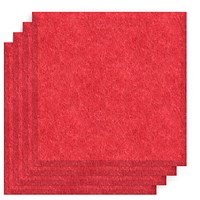 Sch! Acoustic Wall Tile - Set of 4 - Bevelled Edge - Square - Poppy Red