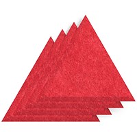 Sch! Acoustic Wall Tile - Set of 4 - Bevelled Edge - Triangle - Poppy Red
