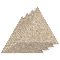 Sch! Acoustic Wall Tile - Set of 4 - Bevelled Edge - Triangle - Oatmeal Beige