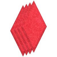Sch! Acoustic Wall Tile - Set of 4 - Bevelled Edge - Diamond - Poppy Red
