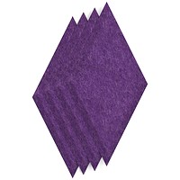 Sch! Acoustic Wall Tile - Set of 4 - Bevelled Edge - Diamond - Plum Purple