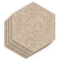 Sch! Acoustic Wall Tile - Set of 4 - Square Edge - Hexagon - Oatmeal Beige