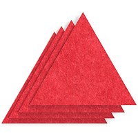 Sch! Acoustic Wall Tile - Set of 4 - Square Edge - Triangle - Poppy Red
