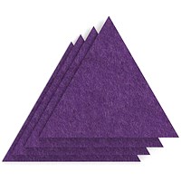 Sch! Acoustic Wall Tile - Set of 4 - Square Edge - Triangle - Plum Purple