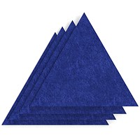 Sch! Acoustic Wall Tile - Set of 4 - Square Edge - Triangle - Cobalt Blue