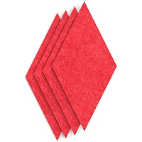 Sch! Acoustic Wall Tile - Set of 4 - Square Edge - Diamond - Poppy Red