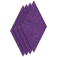 Sch! Acoustic Wall Tile - Set of 4 - Square Edge - Diamond - Plum Purple