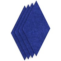 Sch! Acoustic Wall Tile - Set of 4 - Square Edge - Diamond - Cobalt Blue