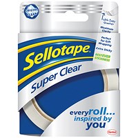 Sellotape Super Clear Premium Quality Easy Tear Tape, 24mm x 50m, Pack of 6