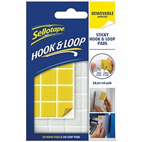 Sellotape Removable Hook and Loop Pads, Pack of 24