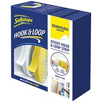 Sellotape Removable Hook and Loop Strip, 20mm x 6m