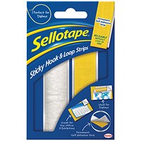 Sellotape Permanent Sticky Hook and Loop Strips in a Wallet, 20x450mm