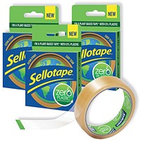 Sellotape Zero Plastic 24mmx30m, 3 Pack Saver Bundle